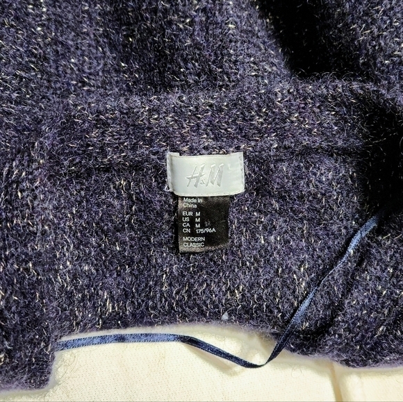 H&M Metallic Cropped Cardigan Navy Gold Medium - Picture 9 of 11